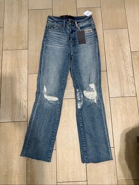 Buckle Faded Blue Distressed High-Rise Jeans